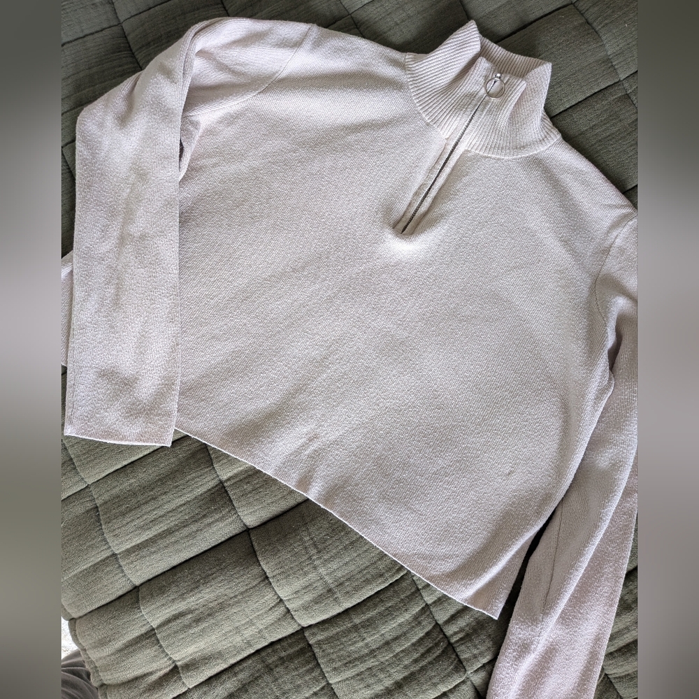 Cali Be Cropped Quarter Zip Sweater